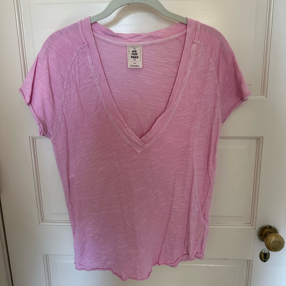 We The Free Light Pink V-Neck Tee